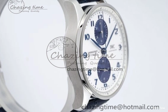 MIROTIME 0205 Portuguese Chrono IW371620 APSF 1:1 Best Edition White Blue Dial on Blue Leather Strap A MultiPurpose 7039